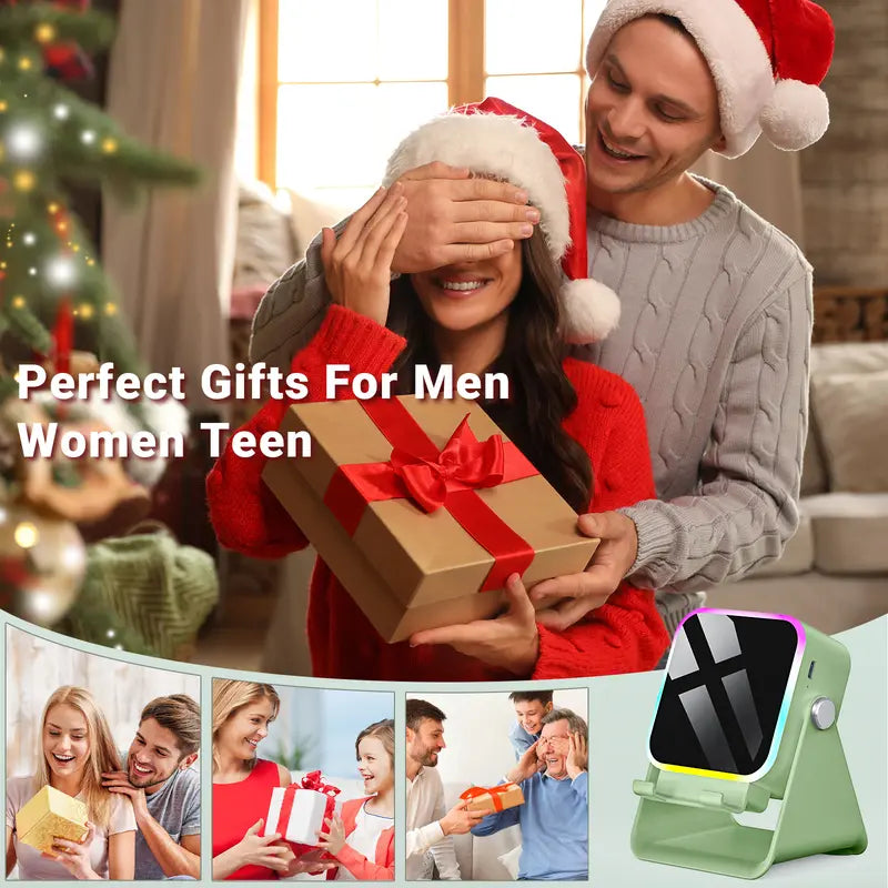 PUTARE Wireless Induction Audio Speaker Stand, 5In1 Cellphone Holder, 3500Mah Rechargeable Emergency Power Bank,360° Adjustable Mobile Tablet Stand with Colorful Ambient Light Gifts for Men Women,