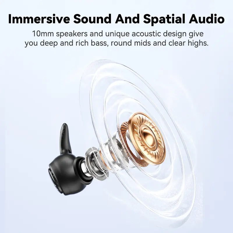 HTC NE76 Bluetooth 6.0 Wireless Earbuds - Metal In-Ear Mini Invisible Flat-Head Headset with 20Khz Audio, Lithium-Ion Batteries, Noise Isolation, No Ear Pressure for Side Sleepers, Travel-Friendly Phone Accessory