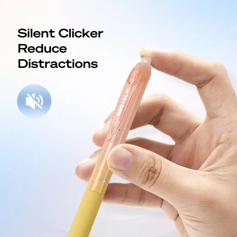 WRITECH Gel Pens Fine Point 0.7Mm Black Ink Retractable 6Ct with Gradient Color Barrel, Soft Vertical Stripe Silicone Grip & Detachable Design for Note Taking Silent Click No Smear Nebula Pen Set