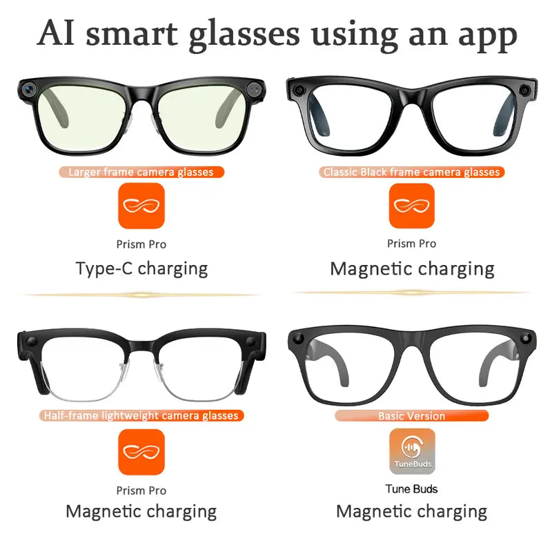 LUSBY Multifunctional Wireless Smart Glasses with Camera - 8MP Photochromic Lenses, Button-Touch Adjustment, 160+ Languages Real-Time Translation, Bluetooth Recording, UV Protection, Square Frame, Climbing Outdoor Gadget, Mens Birthday Gift for Him