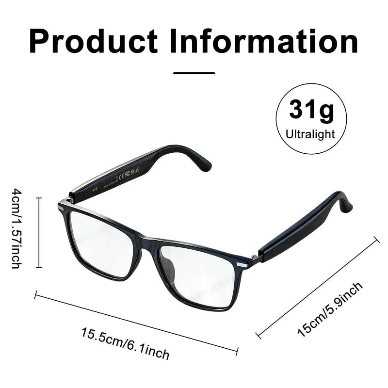 Smart Photochromic Lenses Bluetooth Glasses with 160+ Languages Live Translation App, Anti-Blue Light & UV400 Protection & Hands-Free Calling, 6-Hour Battery Life, Ultra-Ligh Tweight Eyewear for Travel & Daily Use Wearable