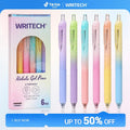 WRITECH Gel Pens Fine Point 0.7Mm Black Ink Retractable 6Ct with Gradient Color Barrel, Soft Vertical Stripe Silicone Grip & Detachable Design for Note Taking Silent Click No Smear Nebula Pen Set