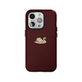 Glossy Burgundy Background White Swan Soft TPU Smartphone Case - Durable, Shock-Resistant, Easy-Install Protective Accessory for iPhone 11-17 Pro and Samsung S23-26 Devices