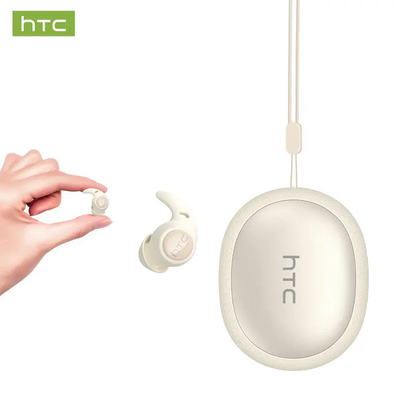 HTC NE76 Bluetooth 6.0 Wireless Earbuds - Metal In-Ear Mini Invisible Flat-Head Headset with 20Khz Audio, Lithium-Ion Batteries, Noise Isolation, No Ear Pressure for Side Sleepers, Travel-Friendly Phone Accessory