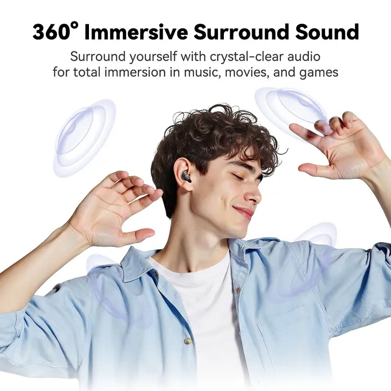 HTC NE76 Bluetooth 6.0 Wireless Earbuds - Metal In-Ear Mini Invisible Flat-Head Headset with 20Khz Audio, Lithium-Ion Batteries, Noise Isolation, No Ear Pressure for Side Sleepers, Travel-Friendly Phone Accessory