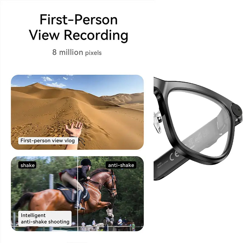 LUSBY Multifunctional Wireless Smart Glasses with Camera - 8MP Photochromic Lenses, Button-Touch Adjustment, 160+ Languages Real-Time Translation, Bluetooth Recording, UV Protection, Square Frame, Climbing Outdoor Gadget, Mens Birthday Gift for Him