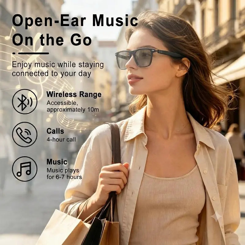 Smart Photochromic Lenses Bluetooth Glasses with 160+ Languages Live Translation App, Anti-Blue Light & UV400 Protection & Hands-Free Calling, 6-Hour Battery Life, Ultra-Ligh Tweight Eyewear for Travel & Daily Use Wearable