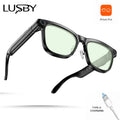 LUSBY Multifunctional Wireless Smart Glasses with Camera - 8MP Photochromic Lenses, Button-Touch Adjustment, 160+ Languages Real-Time Translation, Bluetooth Recording, UV Protection, Square Frame, Climbing Outdoor Gadget, Mens Birthday Gift for Him