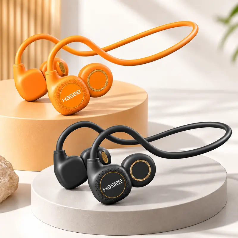 Silicone Open-Ear Neckband Wireless Headphones - Bluetooth 6.0 Air Conduction Earphones, Hand-Free Calls with ENC, LED Battery Display, Hifi Stereo High Quality Audio, Fast Charging, Stable Connection, Lightweight Secure Fit, Sweatproof for Running, Gym